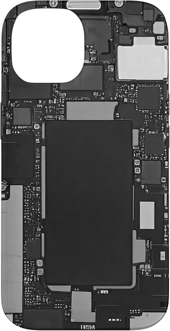 Classic Motherboard Design with Electronic Circuits in Gray Case for iPhone 14