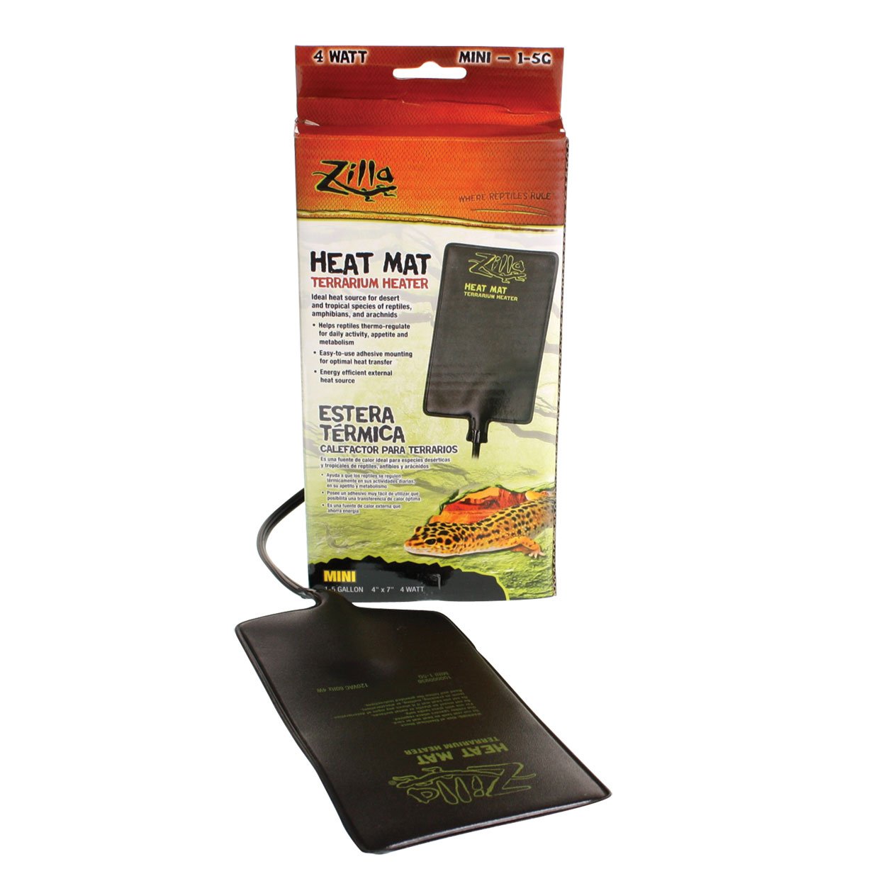 Tapis chauffant Zilla Mini 4W | Chauffage terrarium 1-5 g 4x7 pouces