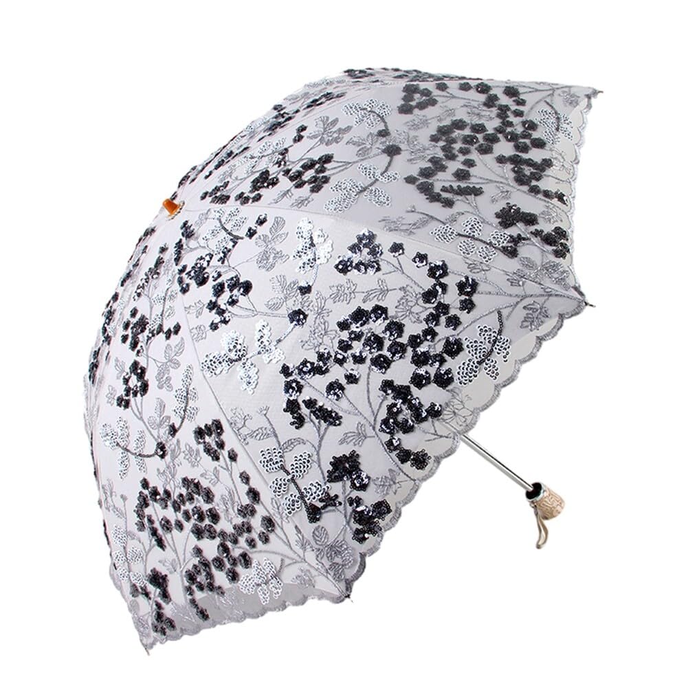 LICHENGTAI Koronkowy parasol Haft Koronkowy Parasol Kwiatowy Haft Składany Parasol Podróżny Parasol Ochrona UV do Fotografii Taniec Koniec Roku Przedstawienie Teatralne