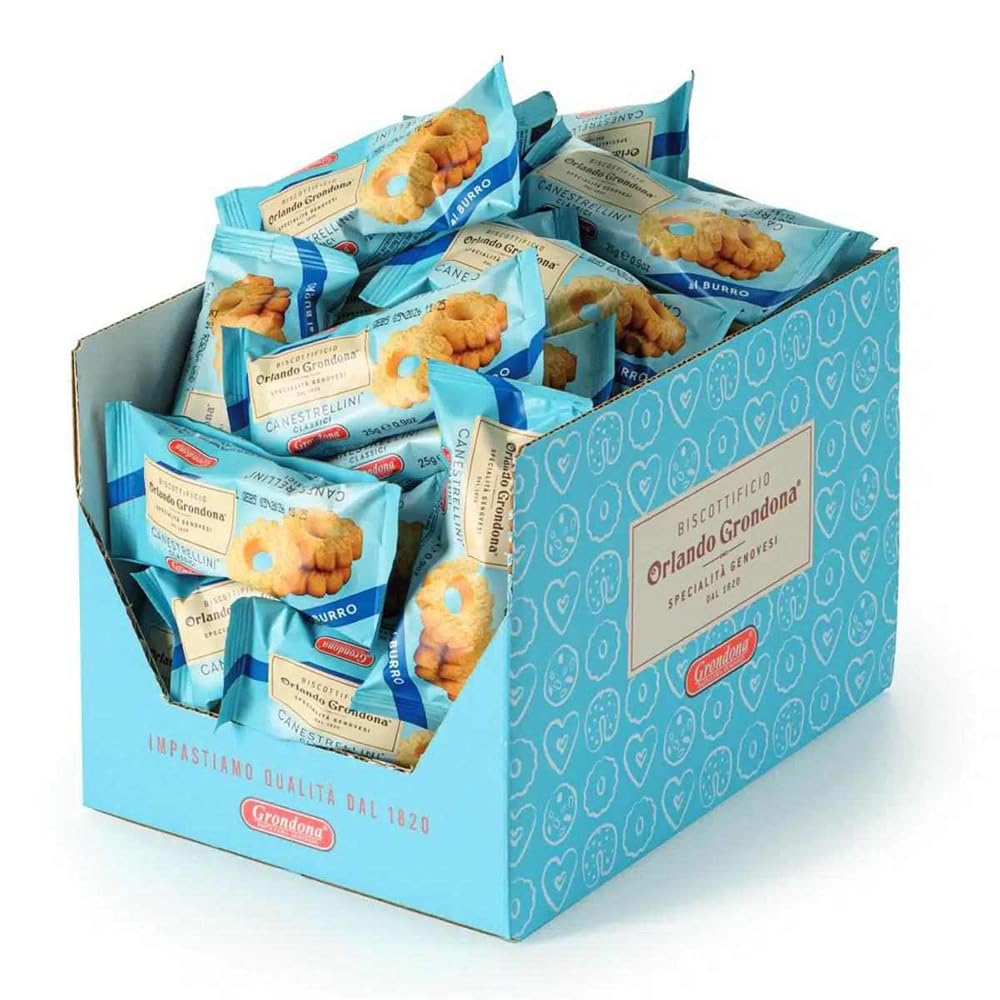 Grondona Canestrellini, Biscotti di Pasta Frolla al Burro Confezione da 40 x 25g