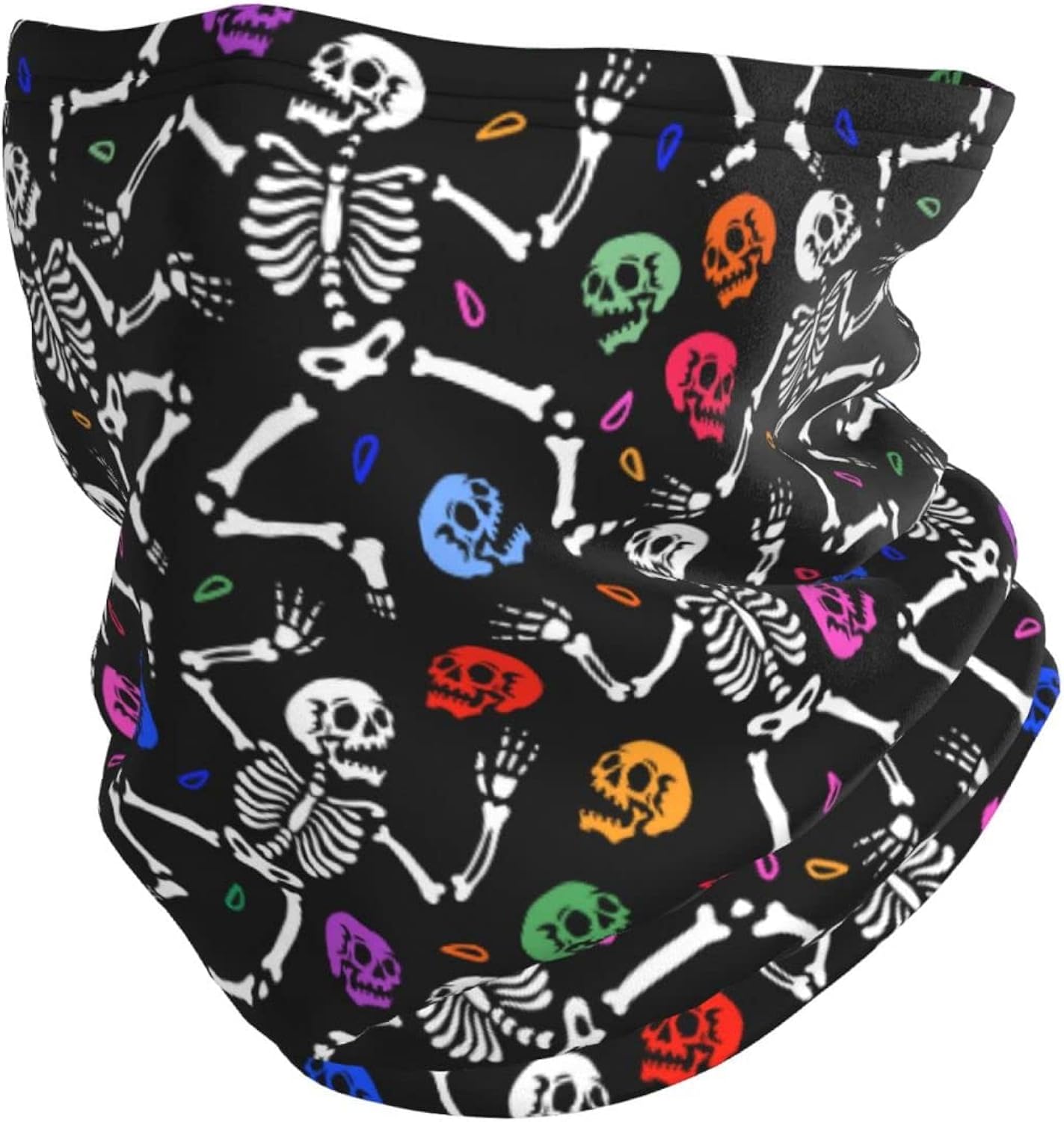 ネックウォーマー ネックガード フェイスカバー 防寒 キャップ 多機能ヘッドウェア 秋 冬 期間限定お試し価格 防寒対策 保温 防風 スキー バイク 首巻き スポーツ アウトドア 自転車 通勤 通学 踊ってるスケルトン 男女兼用 暖かい