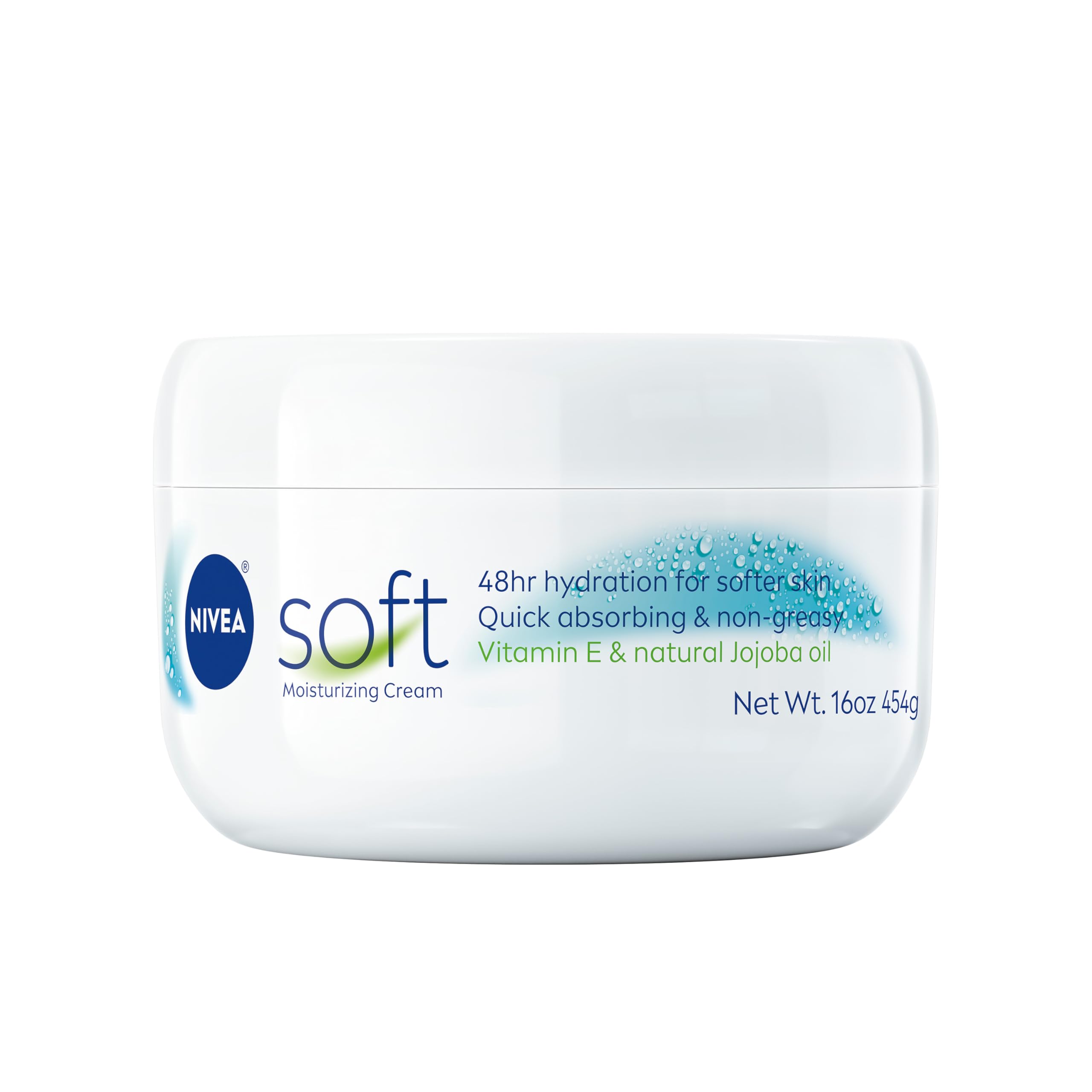 Soft Refreshingly Soft Moisturizing Cream, Lightweight Body Moisturizer for Face, Body and Hands, Body Cream Enriched with Jojoba Oil and Vitamin E, 16 Oz Jar