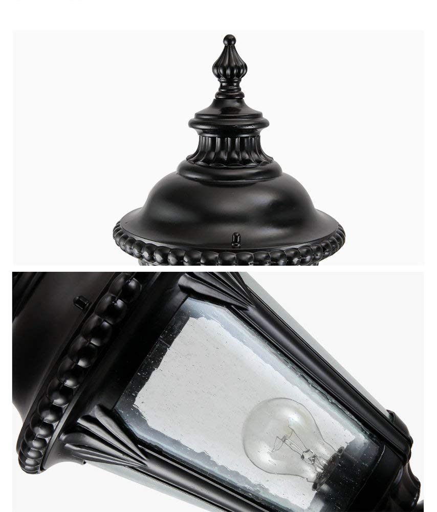 Tradycyjna, czarna lampa ogrodowa 2,75 m, 1-punktowa, IP55, wodoodporna, szklana kolumna, lampa LED, lampa dekoracyjna E27, lampa uliczna, lampa do ogrodu,140cm