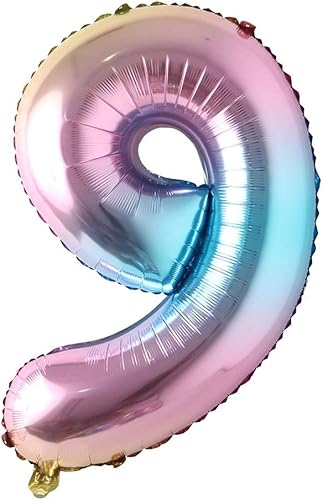 Miniatura 8 de Globos de números de 32 pulgadas, globo de aluminio, bola de dígitos degradados de arco iris, decoración de fiesta de cumpleaños, suministros de