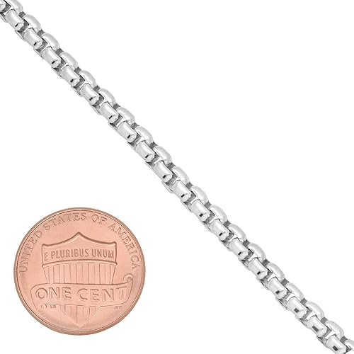 Vista 2 de The Bling Factory 3.5mm Solid .925 Sterling Silver Square Box Chain Necklace