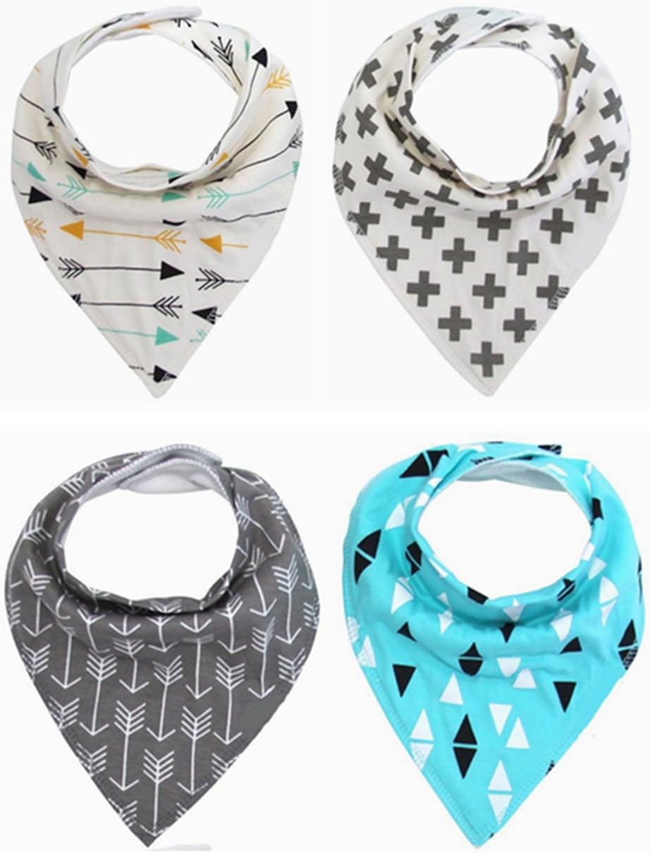 Kimming Toddler Infant Baby Bib 100% Cotton Absorbent Bandana Dribble Bib with Adjustable Snaps Saliva Towel Burp Cloth(4 Pack Baby Gift Set)