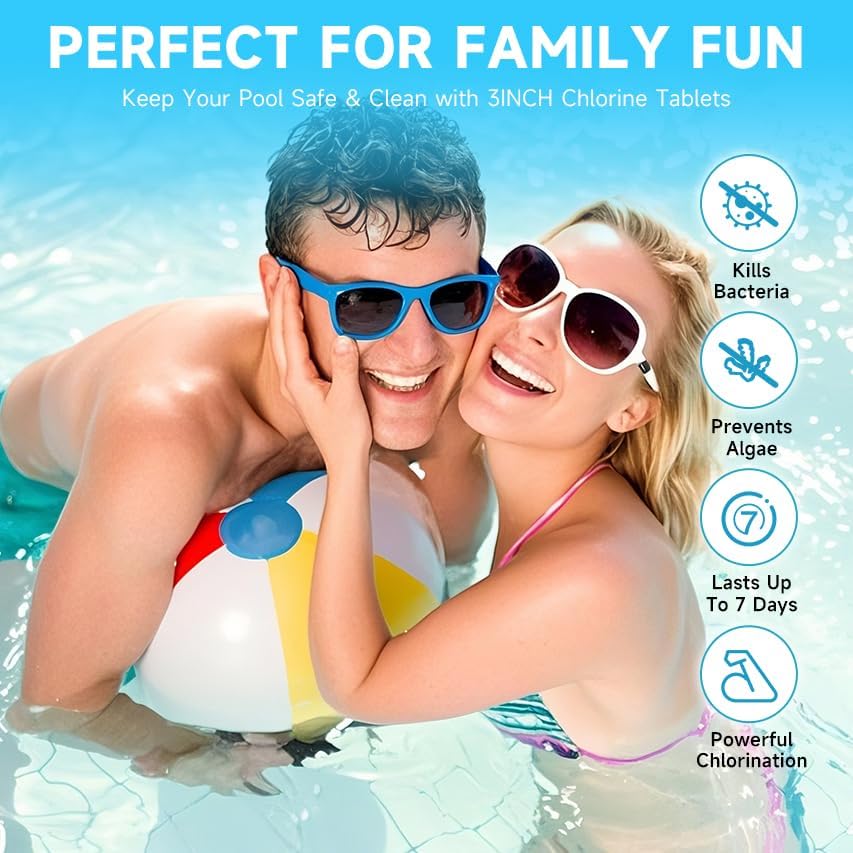 Miniatura 5 de Aqua Expert - Tabletas de cloro de 3 pulgadas, tabletas de cloro para piscina que hacen el agua limpia y cristalina, desinfectan y protegen -