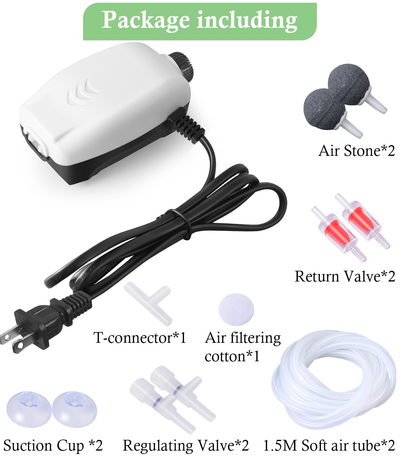 HITOP 2W Nano Whisper Aquarium Air Pump, 57GPH Adjustable Dual Outlet Fish Tank Oxygen Pump, Aquarium Aerator for 1-50 Gallon Fish Tanks - image 6