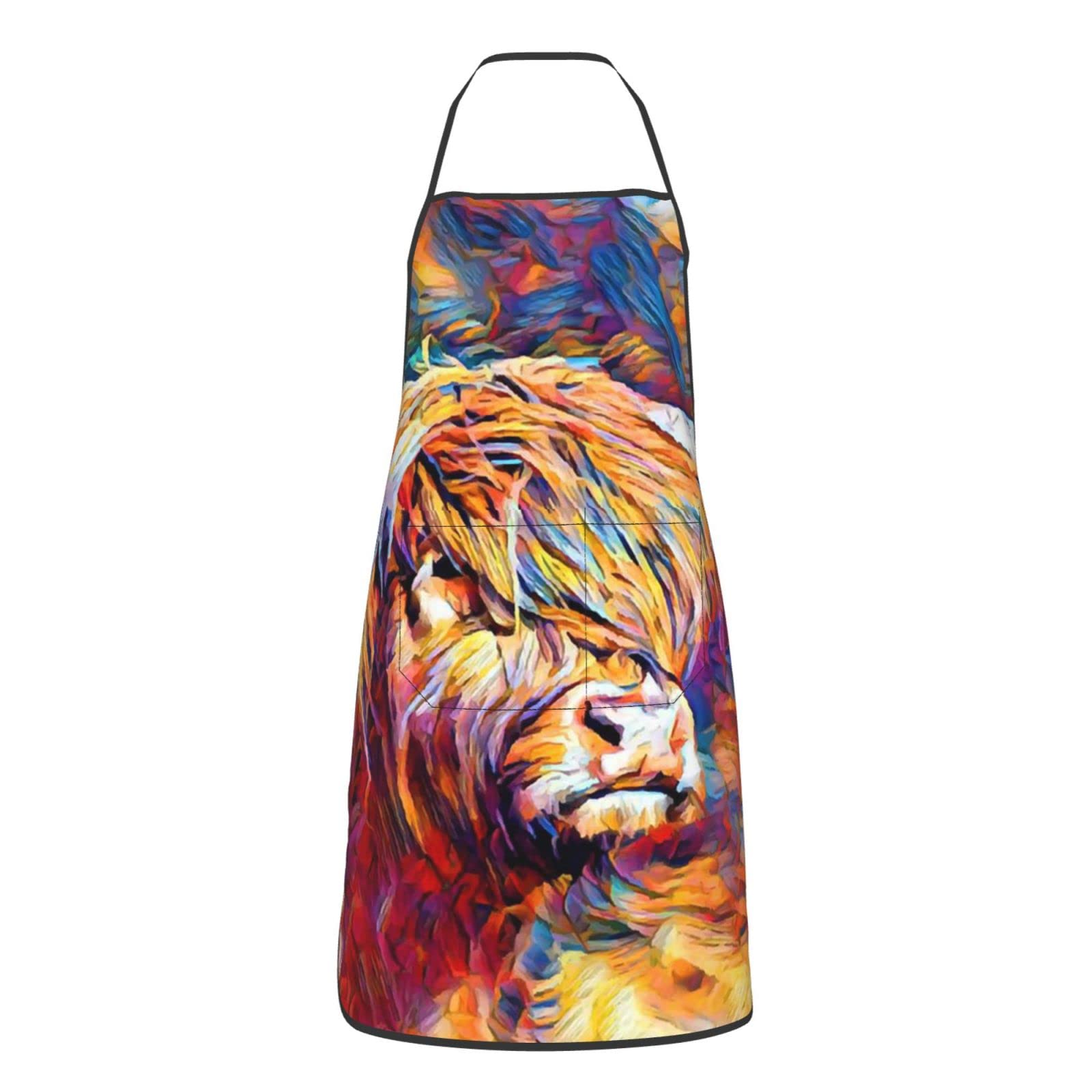 Niewezy Unisex Highland Cow Aprons, Waterproof Apron Cooking Apron With Pockets For Kitchen Housework Bbq Baking Party, One Size