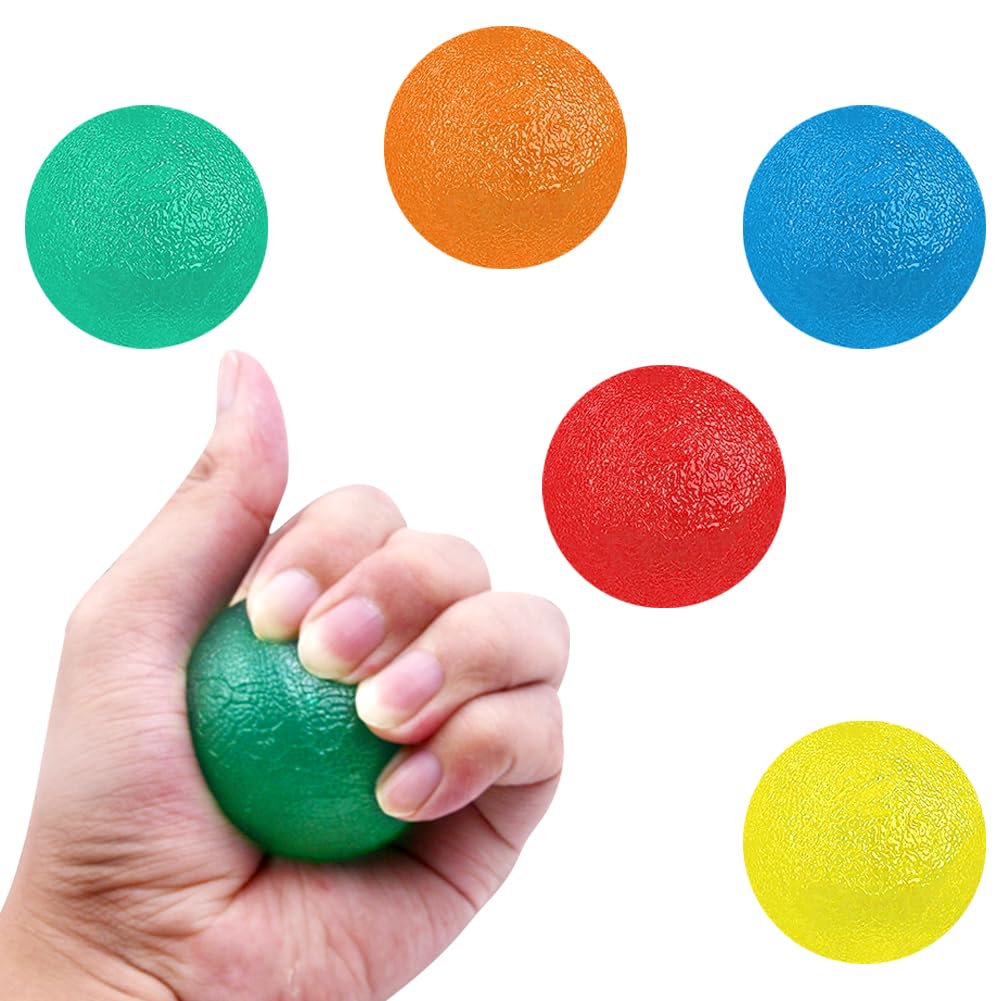 Hand Therapy Squeeze Balls, Stress Balls for Adults and Kids, Finger Wrist Arthritis Hand, Grip Strengthen and Stress Relief - 5 Pcs