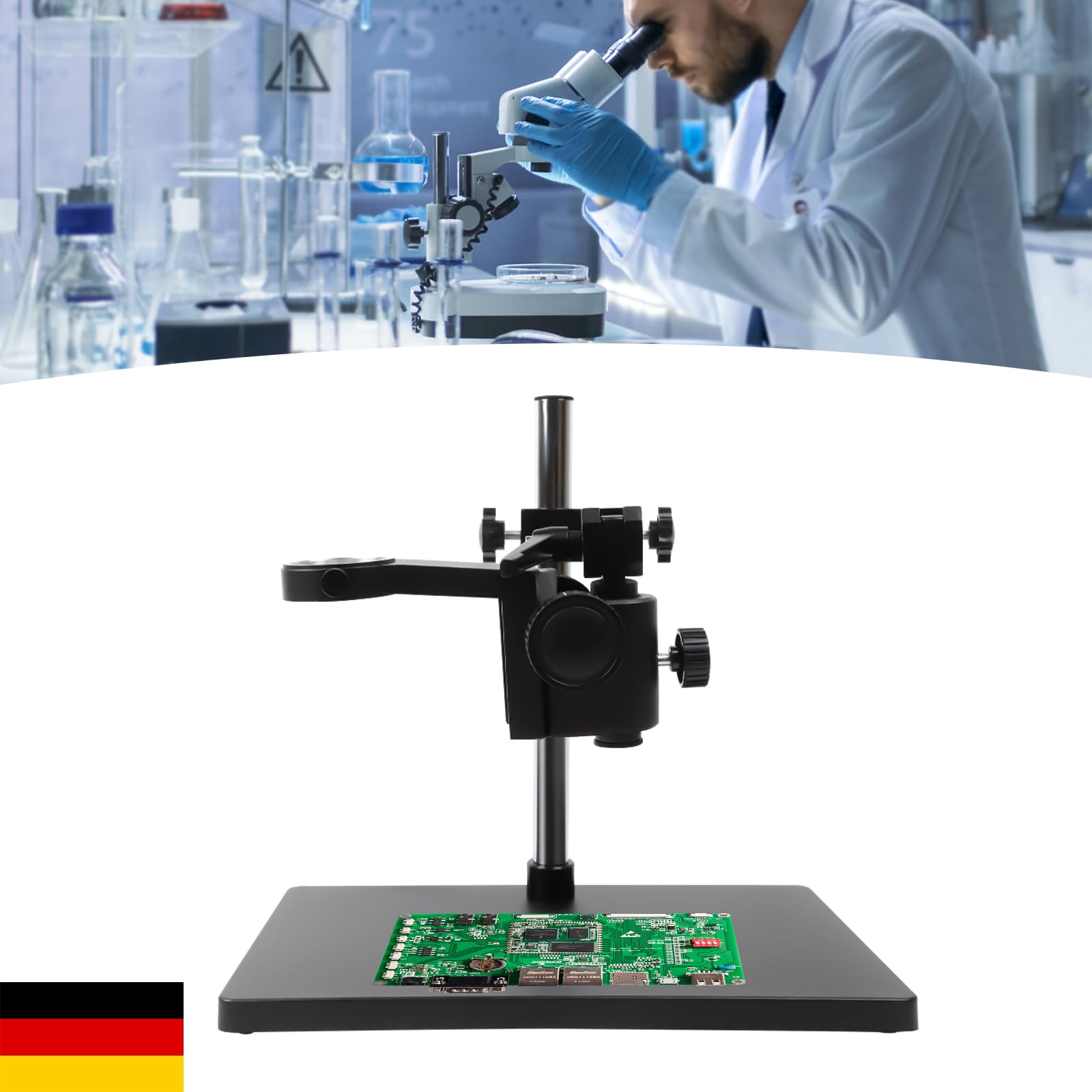 Supporto di base professionale in lega di alluminio universale regolabile in altezza, supporto per microscopio con messa a fuoco manuale per insegnamento, medicina, ricerca, ecc