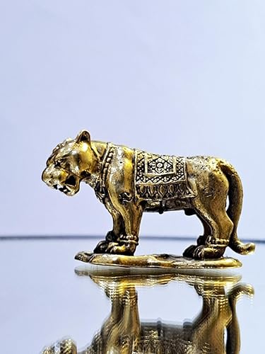 Miniatura 9 de Lleva la buena fortuna a casa con nuestra estatua de tigre dorado de latón en miniatura, adorno de animal Feng Shui para decoración artística del