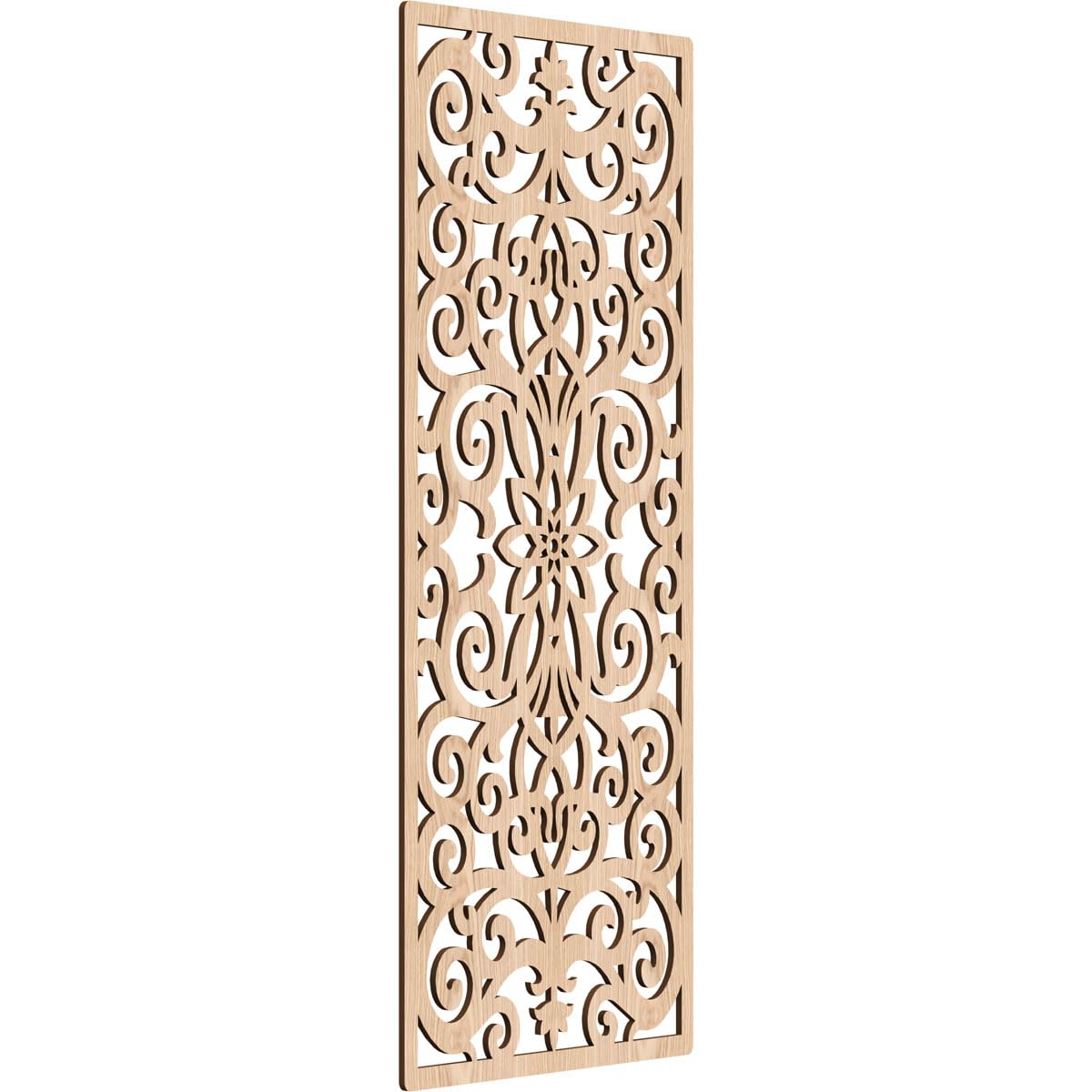 19 3/8"W x 49 3/8"H x 3/8"T Buel Decorative Fretwork Wood Wall Panels, Red Oak