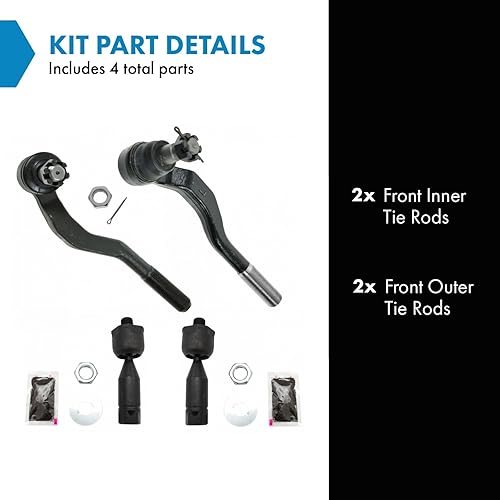 Vista 605 de TRQ - Juego de barras de acoplamiento delanteras interiores y exteriores