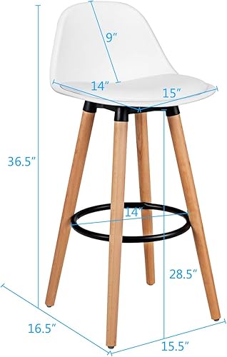 Miniatura 3 de COSTWAY Juego de 4 taburetes de bar, moderno taburete de cocina sin brazos con asiento de piel sintética suave, taburete de altura de bar con