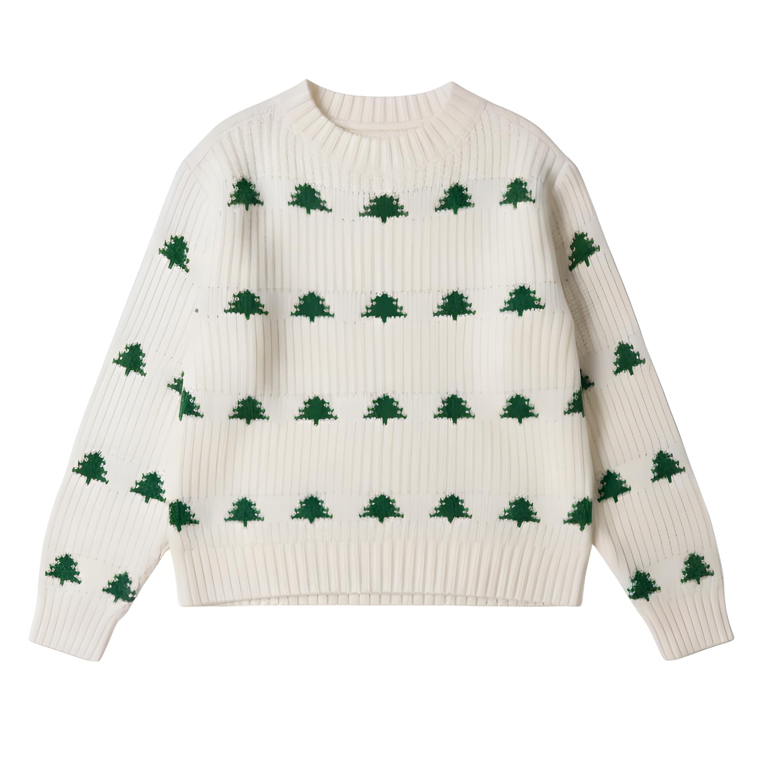 Madore Green Christmas Tree Womens Sweater - Adult Teens Women Xmas Ugly Sweater Pullover Costume Halloween