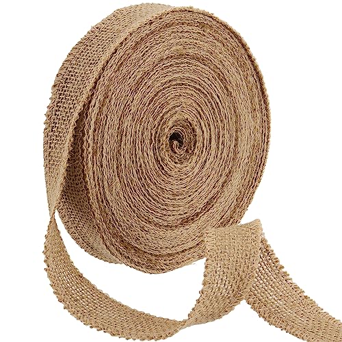 CHEUKYIU Cinta de Yute Natural 25 m x 2,5 cm, Decorativa de Arpillera para Manualidades, Navidad, Decoración, Boda, Fiesta, Envoltorio