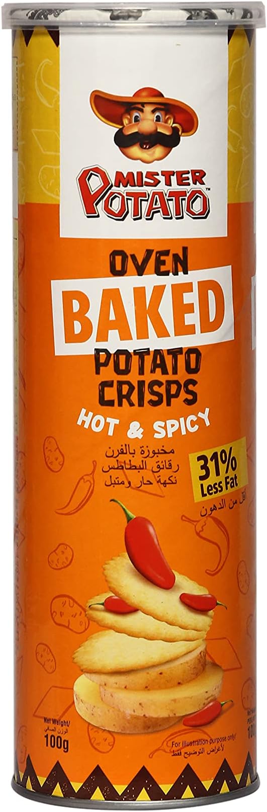 Mister Potato Oven Baked Potato Crisps Chips, Hot & Spicy, 100 g (Pack of 1)