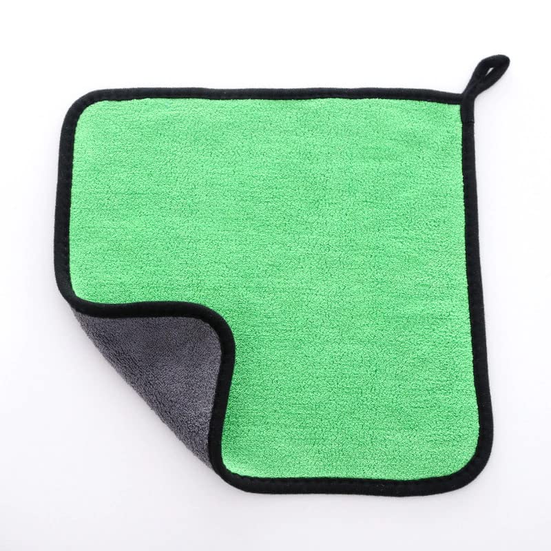 GLUN Microfiber 850 Gsm Cloth For Car Cleaning And Detailing, Double Sided, Extra Thick Plush Microfiber Towel Lint-Free, All Cleaning Purpose Pack Of 1, Green-image-24