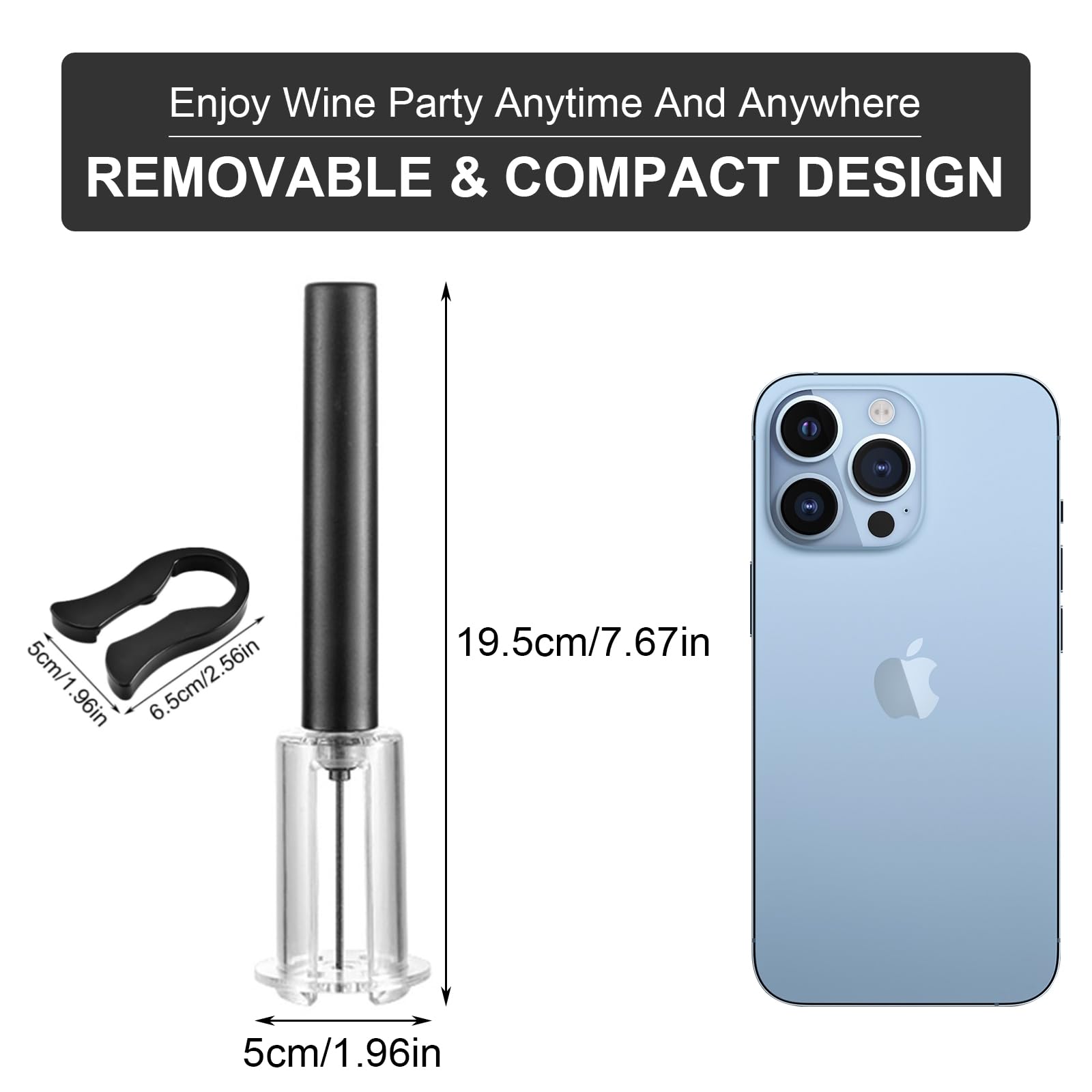 Sacacorchos Aire, Abridor de Vino y Botellas con Cortador de Aluminio - Descapsulador, Air Pump Wine Opener