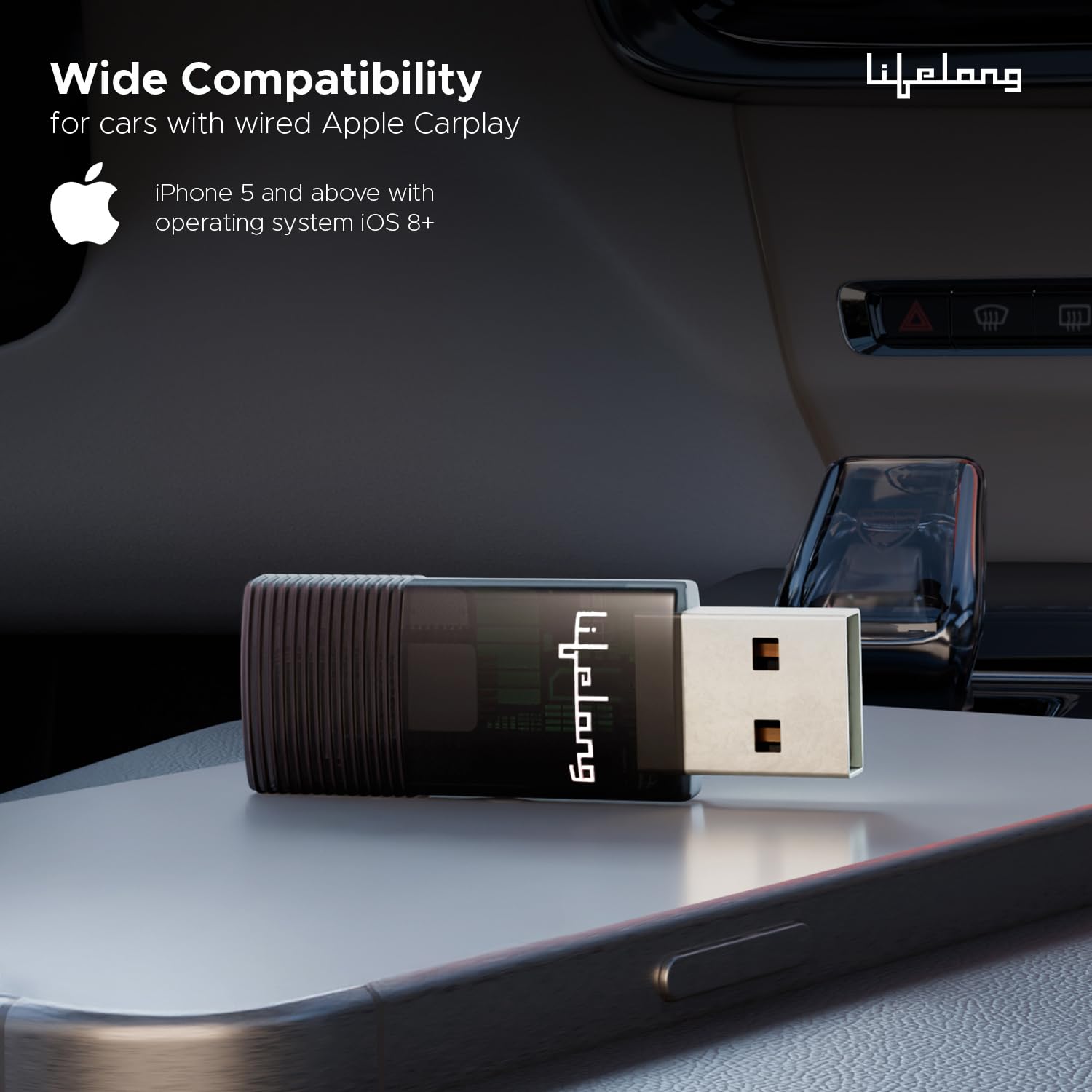 Lifelong Wireless CarPlay Adapter | Compatible with iPhone/iOS | Dongle Connector for Car | Converts Wired to Wireless | USB C & A | No App Needed | Stick Cast - Supports Bluetooth & Wi-Fi (LLECA10) 4