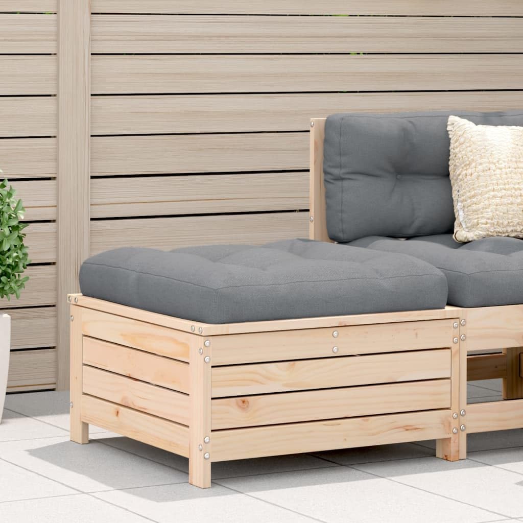 SXZenSpace Garden Footstool with Cushion Solid Pine 62 x 63.5 32 cm Slatted Outdoor Ottoman Modular Patio Seating Anthracite for Corner Sofa Sets