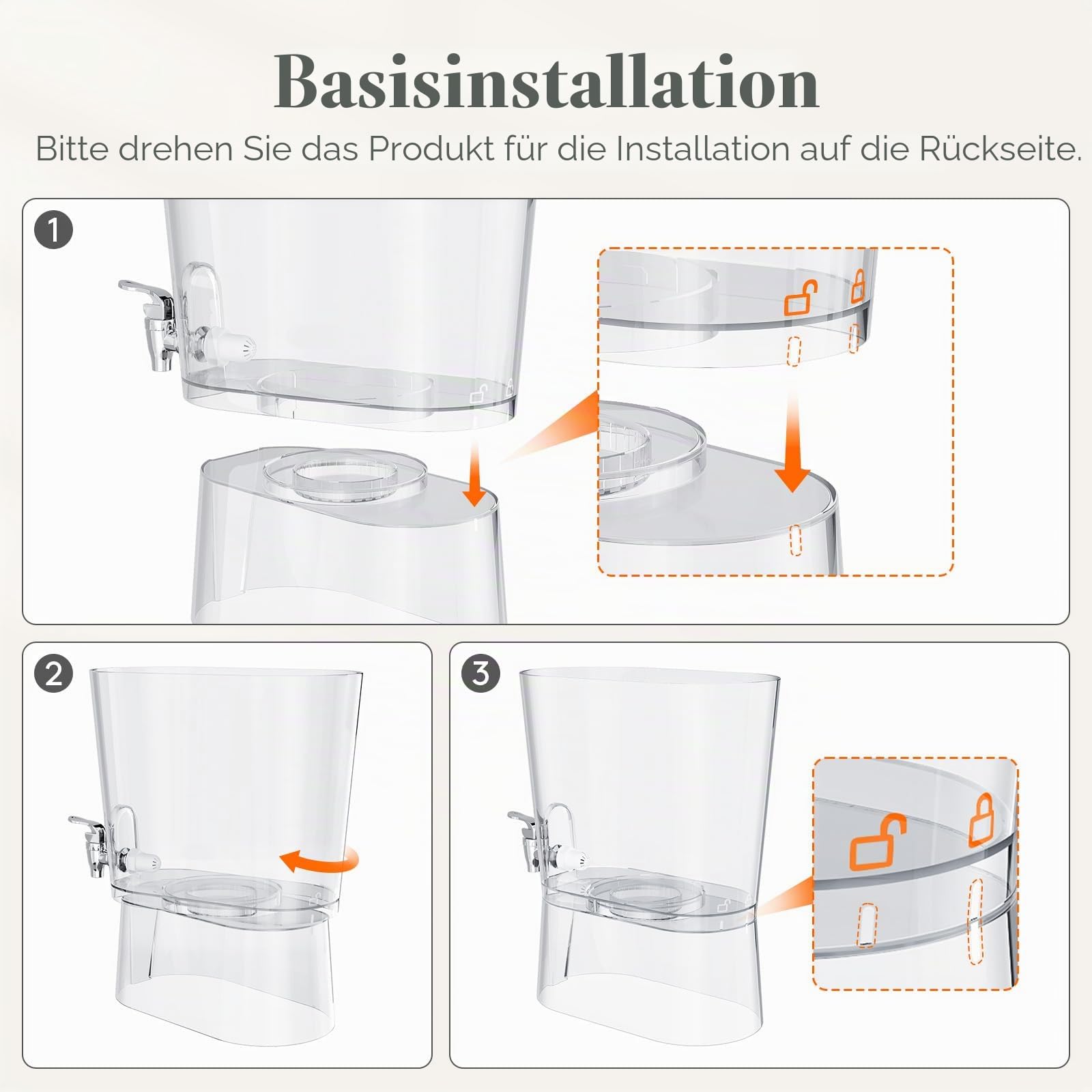 Lifewit 11,4L Getränkespender mit Zapfhahn, Ständer und Eiszylinder, 1 Stück Kunststoff Drink Dispenser mit Schild für Limonade Saft Tee Getränke, Water Dispenser für Partys Buffet, 45 x32cm/18x13