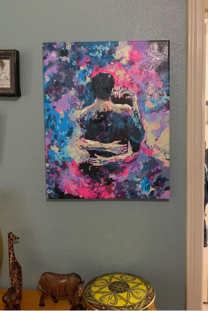 baisite paint by numbers kit for adults beginners,16" wx20 l canvas for painting kits for adults in colorful box-cosmic hug 8217-already stretched on a wooden frame hxl-8217-1 already famed(20"x16")