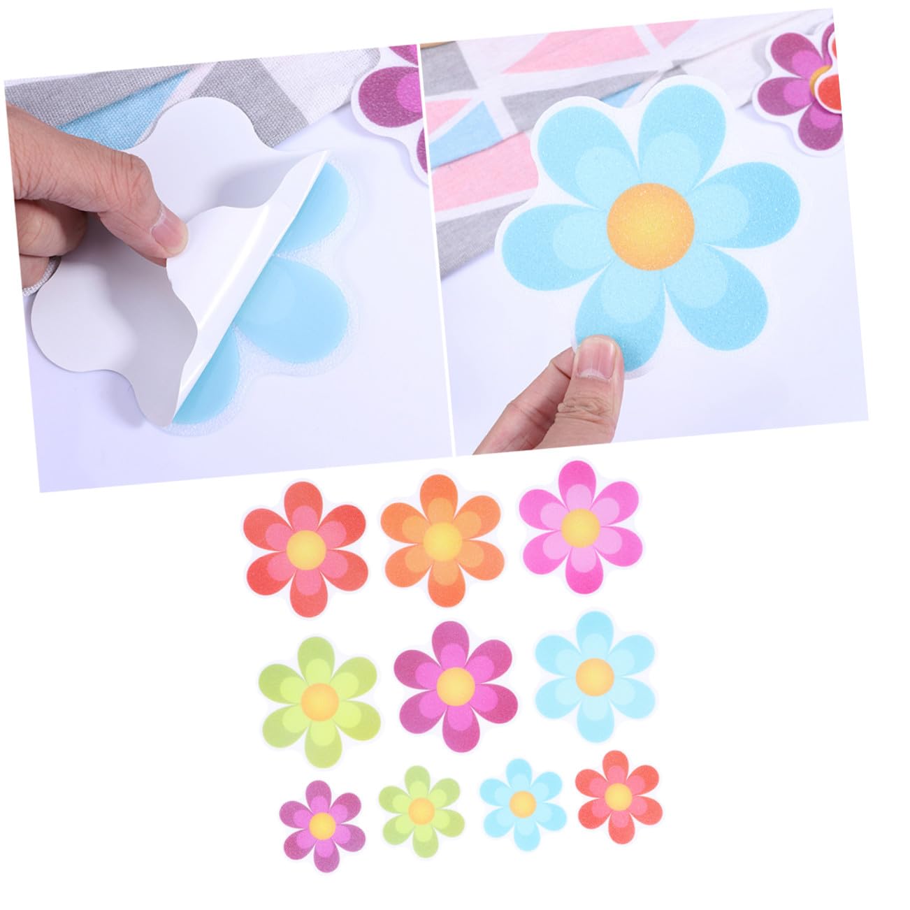 MAGICLULU 57stücke Peva rutschfeste Aufkleber Mit Buntem Blumenmuster Für Bad Toilette Und Zuhause Selbstklebende Antirutsch-Sticker Für Mehr Und Dekoration