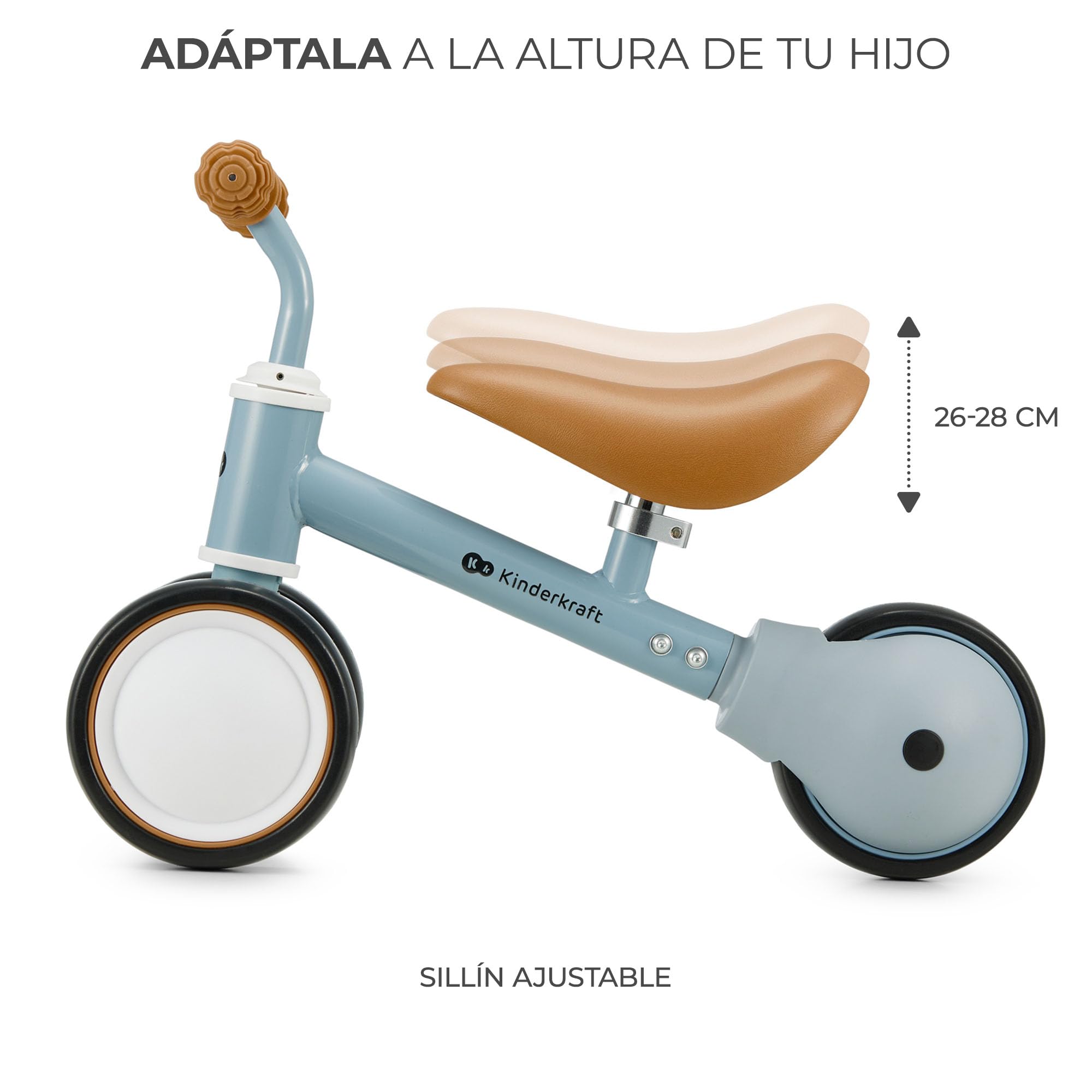 Kinderkraft CUTIE 3 en 1 Minitriciclo, Bicicleta De Equilibrio, Sin Pedales, Triciclo, Ajustable, Multifuncional, Ultraligera, Desde 1 Año De Vida Hasta Los 15 Kg, Azul