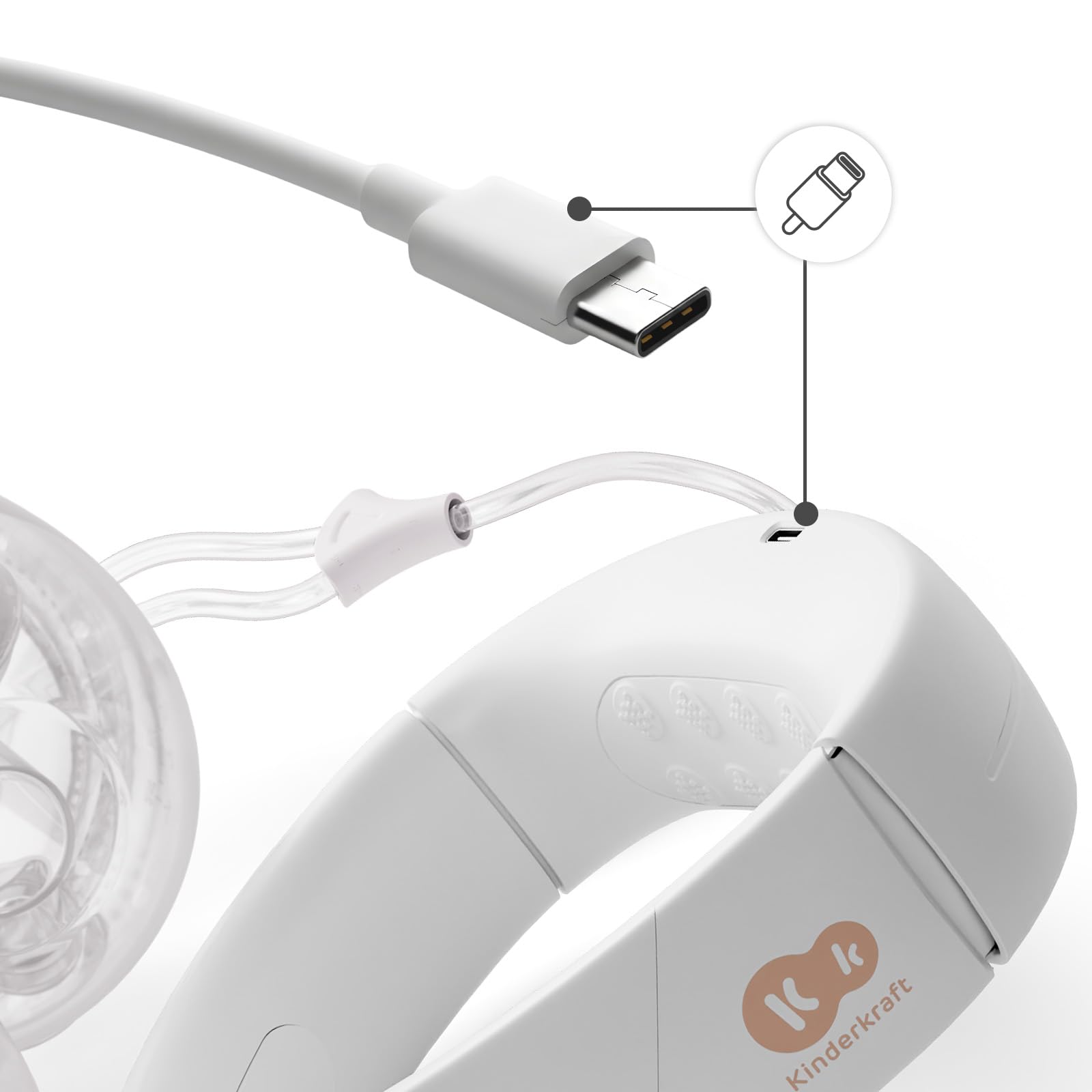 Kinderkraft GentleNest Laktator Elektryczny Podwójny, 3 tryby, 9 poziomów intensywności, funkcja soft-heat, lejki 17-27 mm, bateria 180 min, USB-C, higiena, akcesoria, Złoty