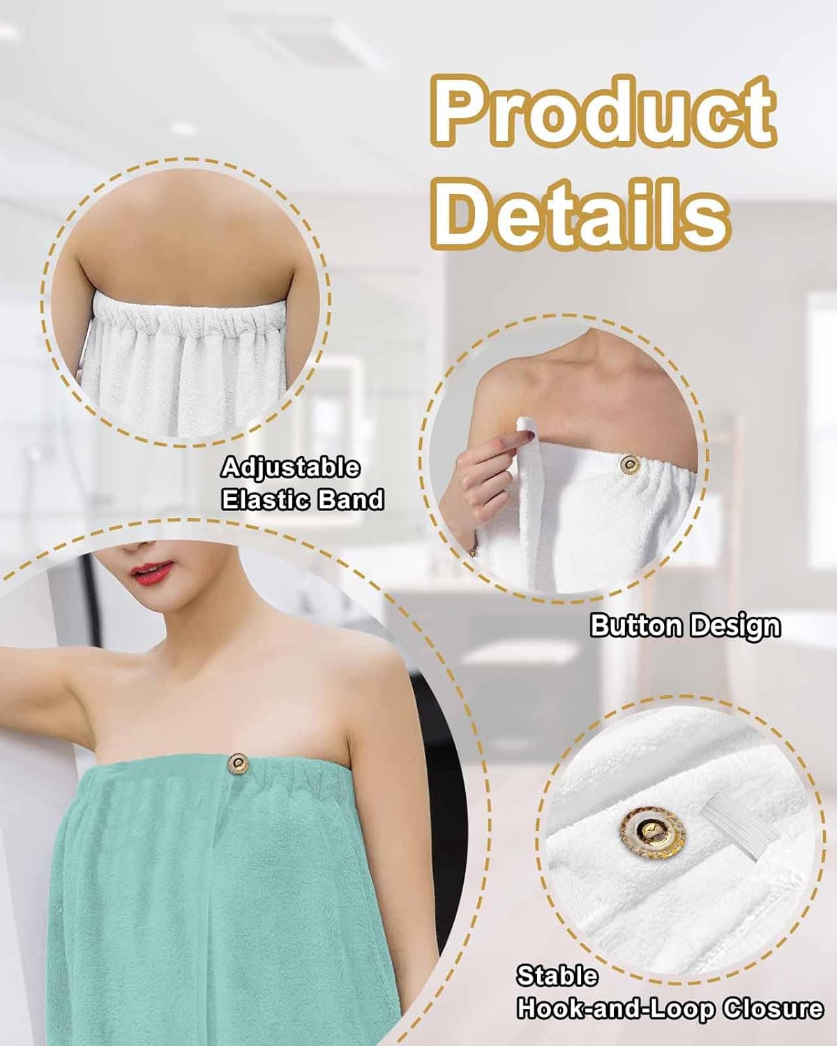 着るバスタオル 無地 薄緑色 ラップタオル 落ちない 着れる ズレない 吸水 ボタン付き 速乾 毛羽落ちない 耐久性 お風呂 ふわふ