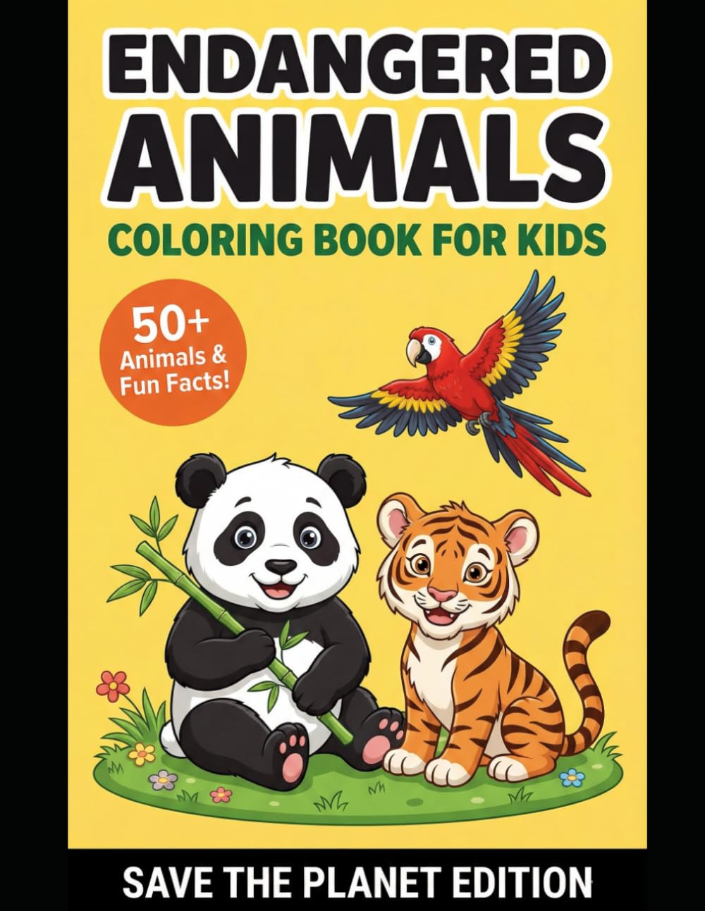 Endangered Animals Coloring Book for Kids: 50+ Rare Species to Color & Learn (Ages 4-8)