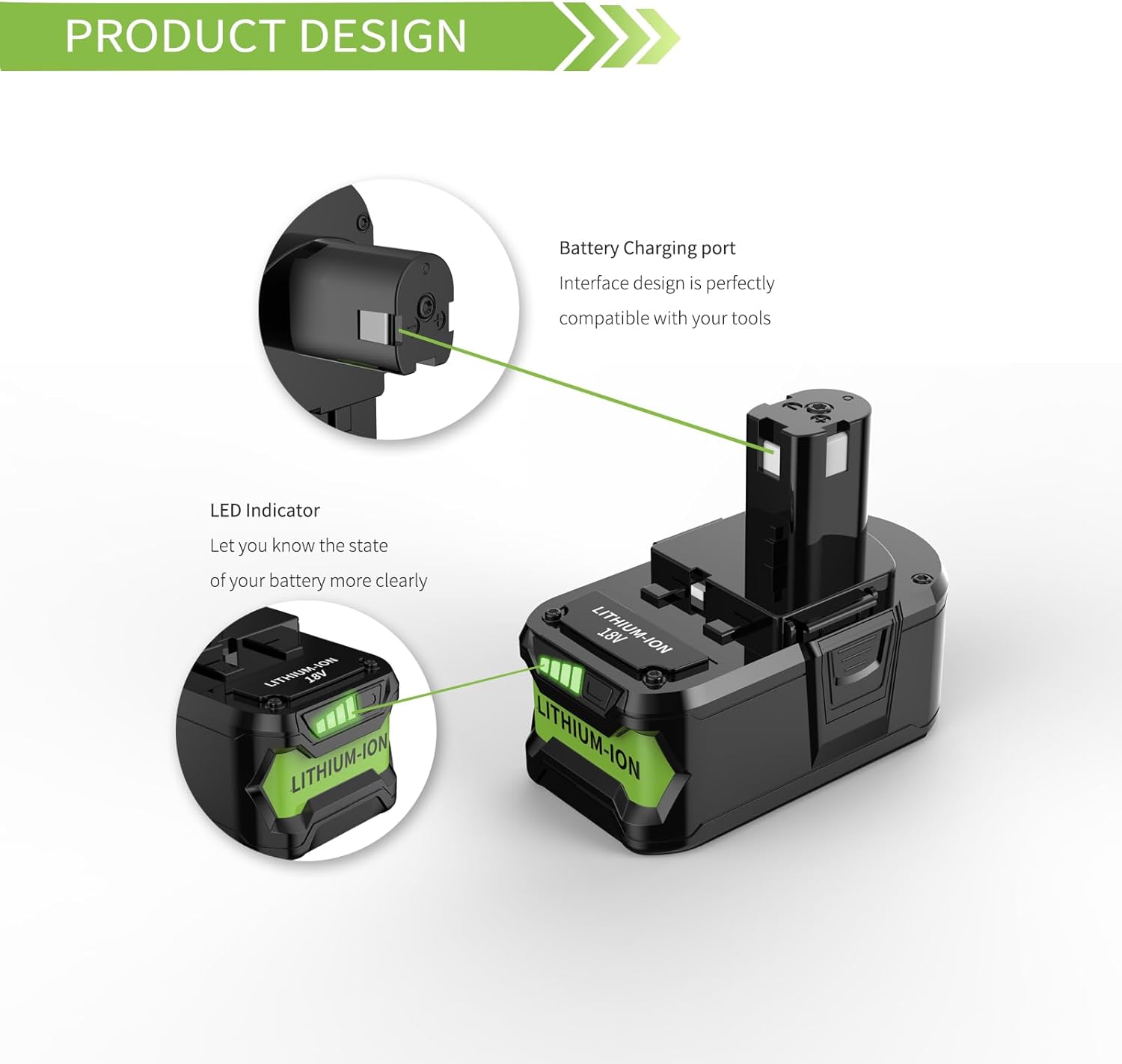 Replacement for Ryobi 18V Battery, 2-Pack 6.0Ah Lithium – Compatible with P108, P102, P103, P104, P105, P107, P109, P190, P191, P122 Cordless Power Tools