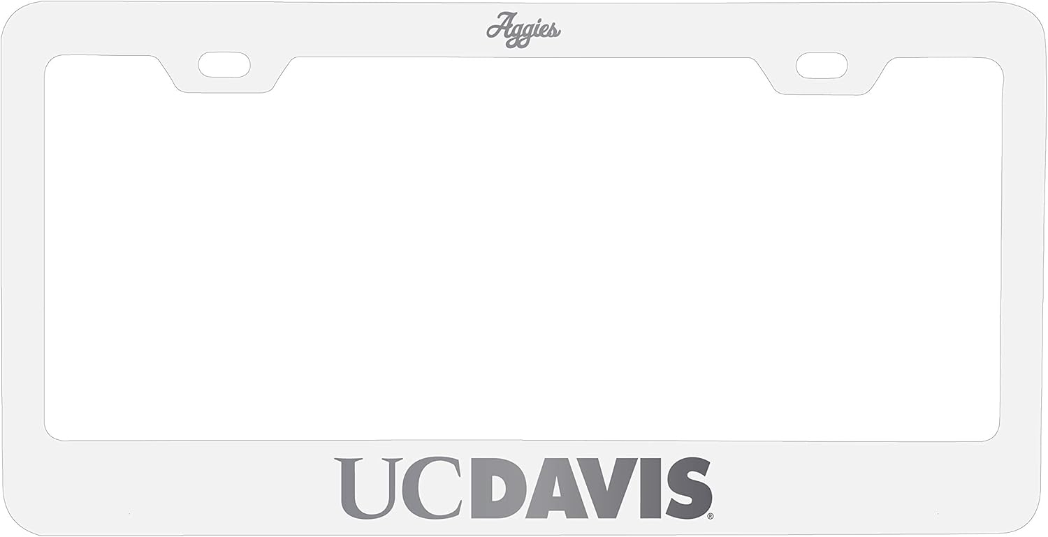 UC Davis Aggies Etched Metal License Plate Frame White Officially Licensed Collegiate Product