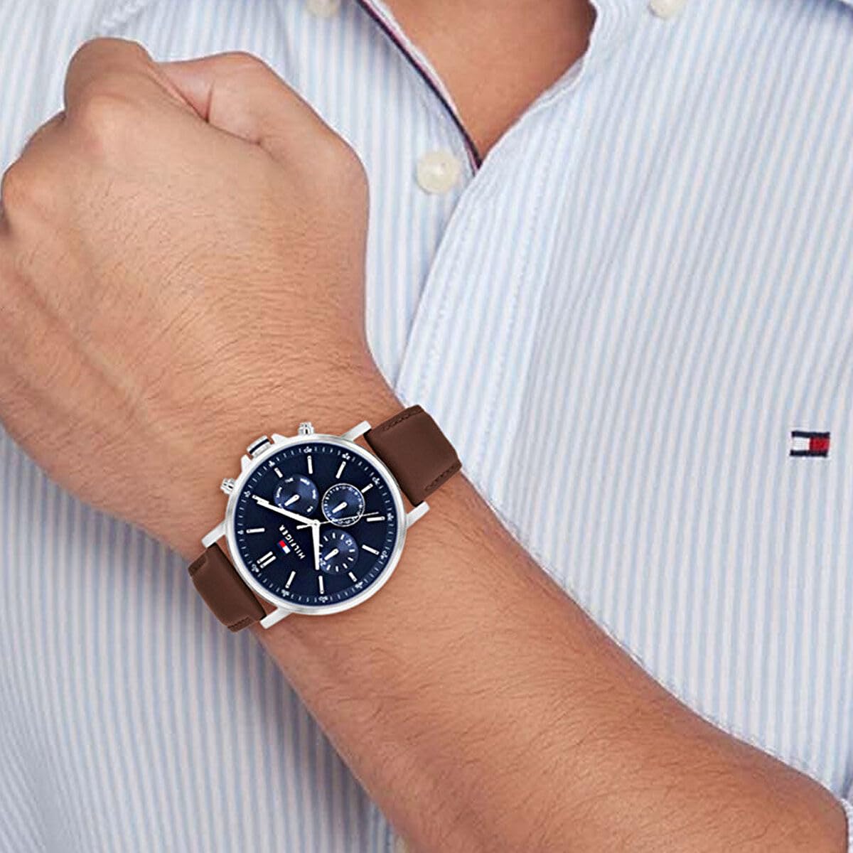 Tommy Hilfiger Multifunktion Analog Quarzuhr für Herren mit Edelstahl- oder Lederarmband