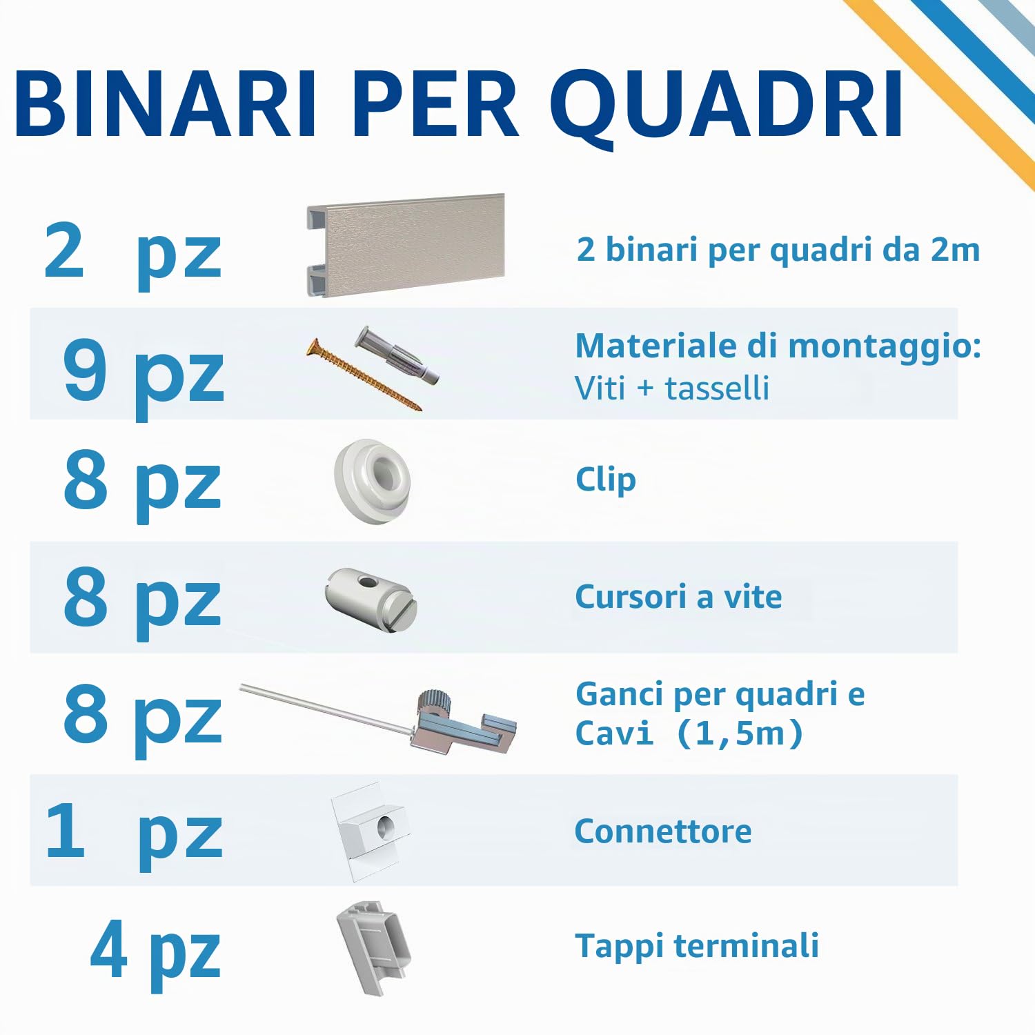 Set di guide per appendere quadri, lunghezza 4 metri ed estensibili, per personalizzare la tua parete, ganci inclusi, argento, 4 m
