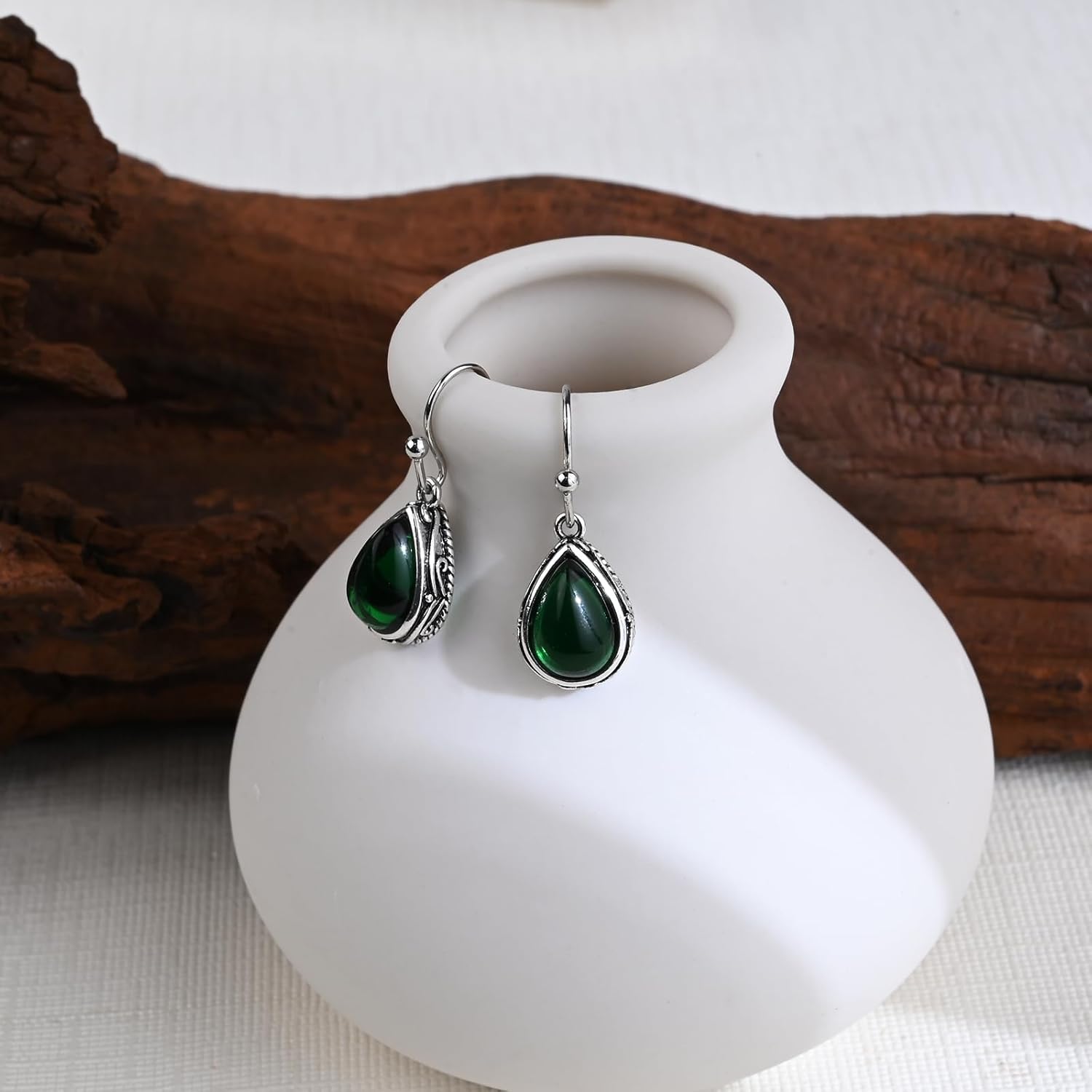 Vintage Teardrop Birthstone Dangle Earrings for Women Trendy, Gemstone Drop Earrings with Silver Hook Birthstone Jewelry for Christmas Gift - Image 5