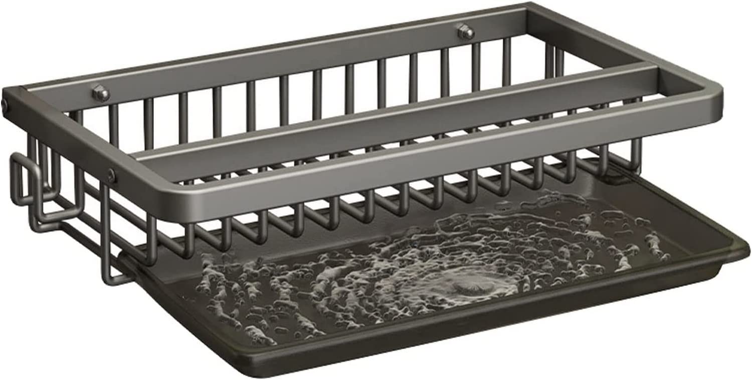 Kitchen Sink Caddy Dishwashing Sponge Holder Organiser Sponge Holder Kitchen Sink with Removable Drip Tray Space Aluminum Kitchen