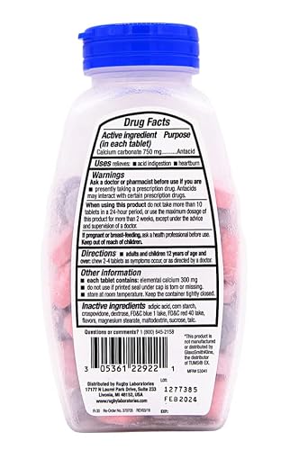 Rugby Extra Strength Assorted Berries Antacid Calcium Carbonate 750 Mg - 96 Chewable Tablets #TOP1