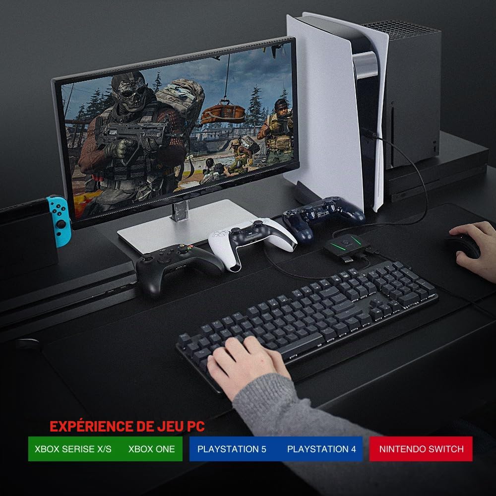 leadjoy VX2 AimBox Adaptateur clavier et souris pour Xbox One, Xbox Series X/S, Nintendo Switch, PS4, PS5, consoles de jeu pour FPS, TPS et RTS