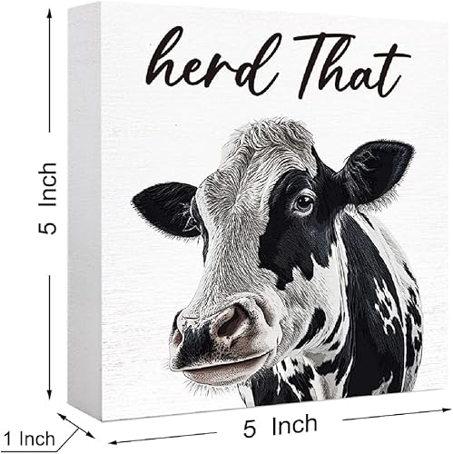 Miniatura 2 de SJNH Divertido letrero de madera de vaca para estante de baño, inodoro, baño, decoración de escritorio de mesa para el hogar, letrero de caja