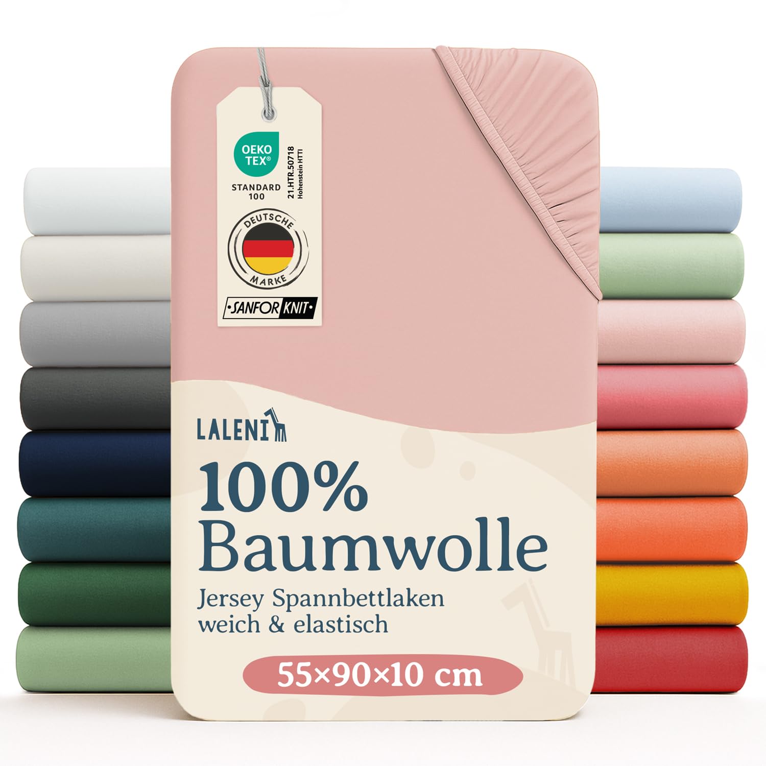 Laleni Jersey Spannbettlaken, 55x90cm, für Baby Beistellbett & Stubenwagen, 100% Baumwolle, Oeko-TEX Zertifiziert, 2er Set, Rosa