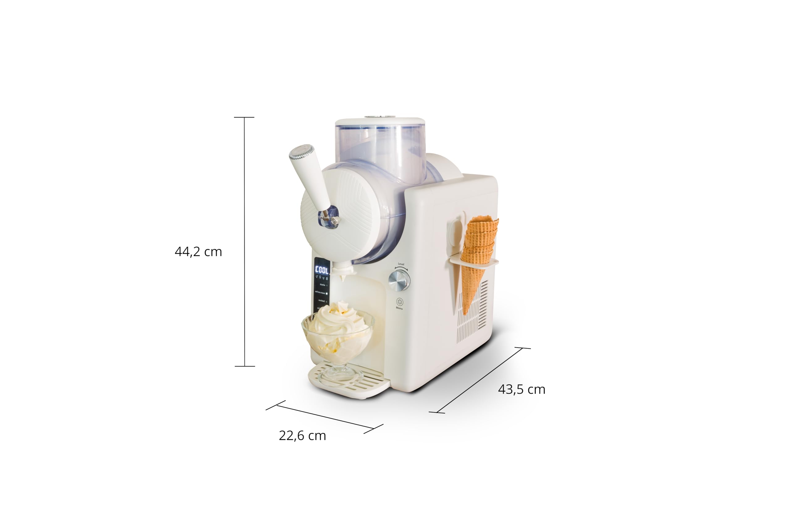 Unold 48950 Slush- und Softeismaschine Sofie mit Kompressor ca. 2 L 5 Programme für Slushies, Softeis Frozen Cocktails, Milchshakes in 30 min, Behälter spülmaschinengeeignet, Weiß