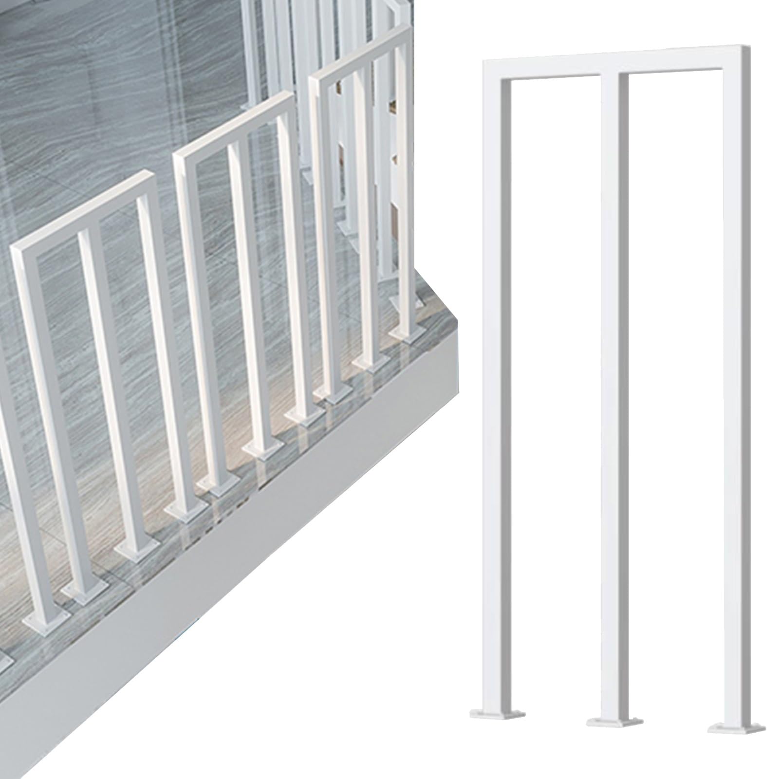 Pasamanos con plataforma de montaje en suelo para protección de escaleras