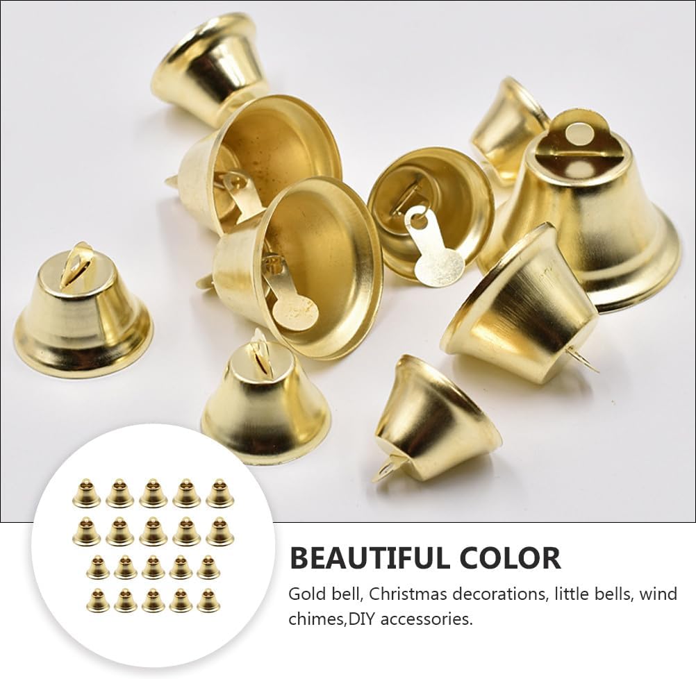 Golden Trumpet Bells 20Pcs Small Bells for Christmas Decoration DIY Craft Accessories Wind Chime Decor Party and Street Event Decor 1.96 Inch