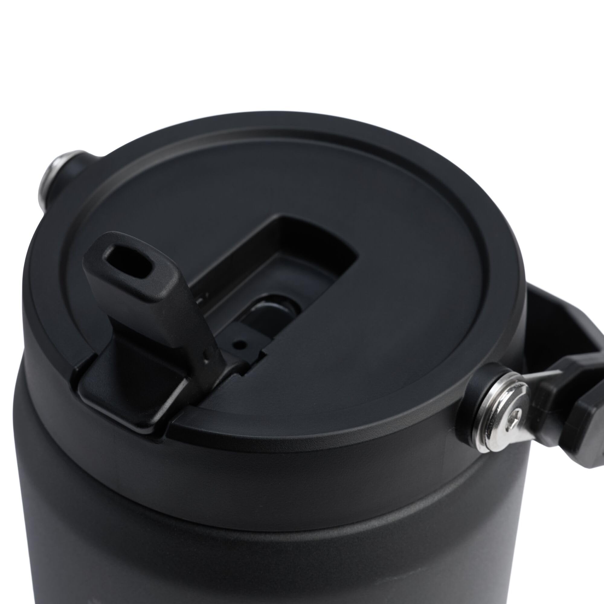 Stanley IceFlow 2.0 - Jarra de popote abatible con asa, 40 onzas, tapa giratoria y popote abatible, a prueba de fugas, para viajes y deportes, acero inoxidable aislado, sin BPA, color negro 2.0