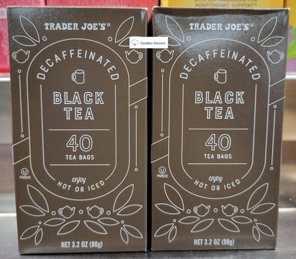 Trader Joe's Té negro descafeinado 40 bolsas de té 3.2oz 3.17 oz (dos cajas)