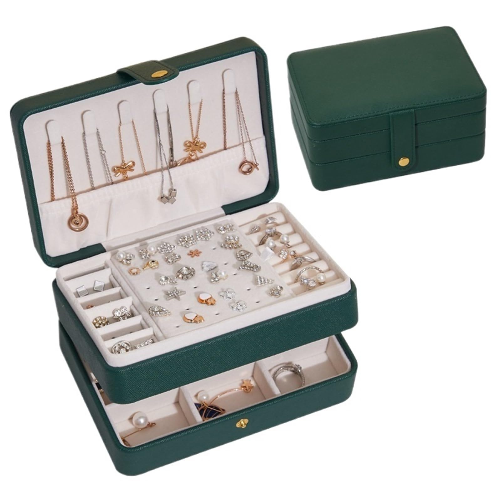 Organizador de viaje de terciopelo con botón de poliuretano, estuche de almacenamiento de gran capacidad para aretes y anillos (color 3)