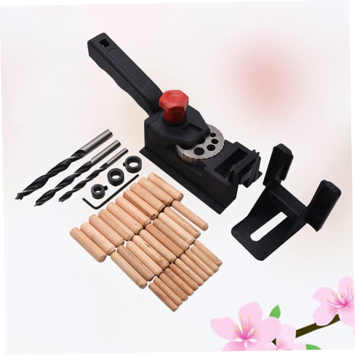 Veemoon 38Pcs Woodworking Straight Hole Locator Kit Durable Black Wood Dowel Drilling Guide for Precision DIY Projects High Strength Construction for Enhanced Drilling Accuracy